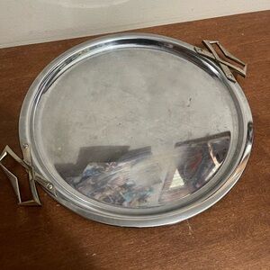 Silver plater with gold handles